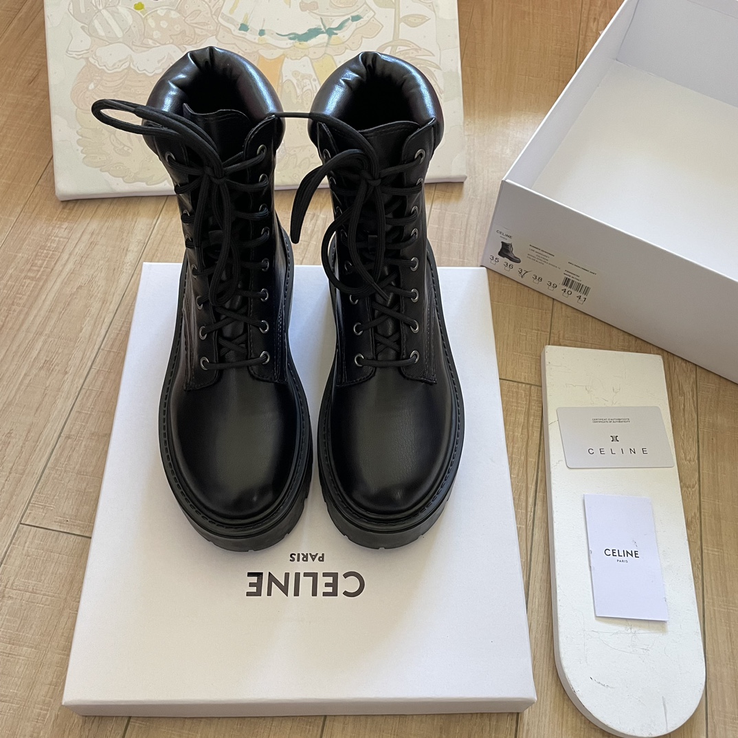 Lace-up platform ankle boots Motorcycle Martin boots