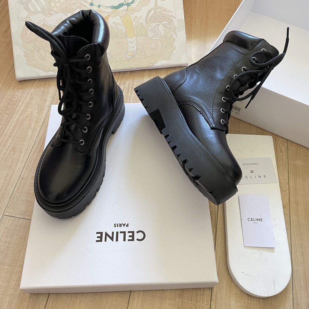 Lace-up platform ankle boots Motorcycle Martin boots