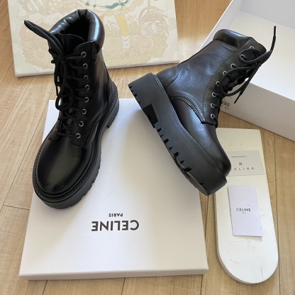 Lace-up platform ankle boots Motorcycle Martin boots