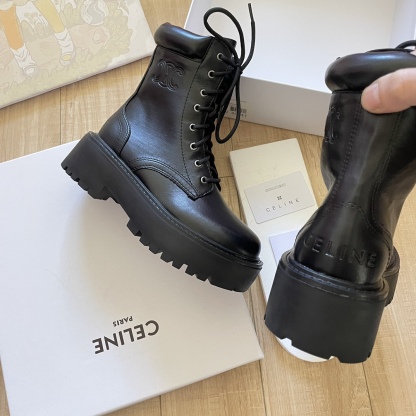 Lace-up platform ankle boots Motorcycle Martin boots