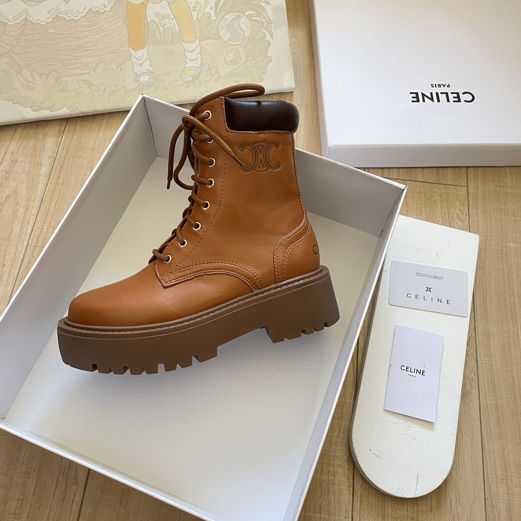 Lace-up platform ankle boots Motorcycle Martin boots