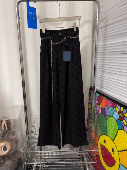 Flocked printed casual pants with belt S-L