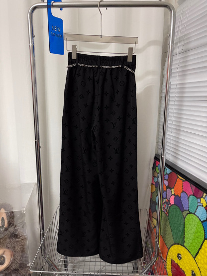 Flocked printed casual pants with belt S-L