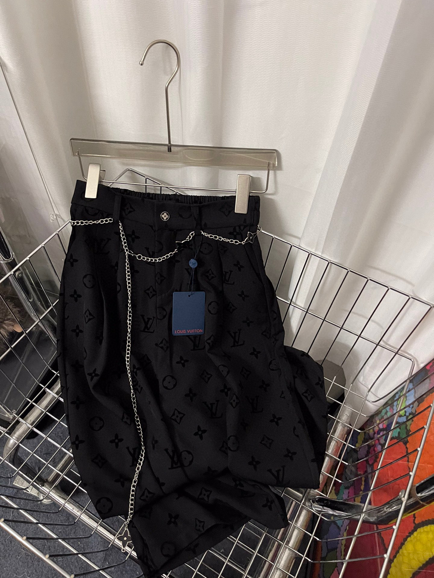 Flocked printed casual pants with belt S-L