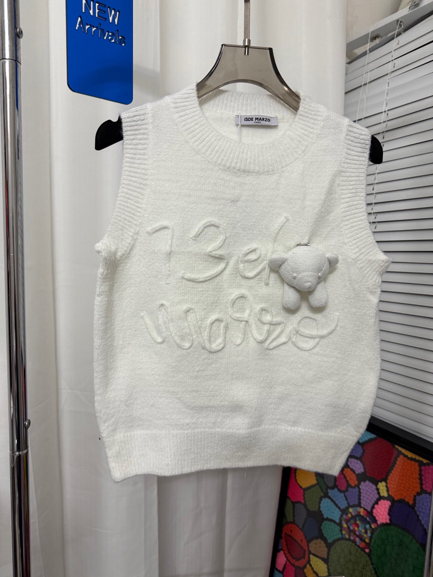 Bear letter cord embroidered vest