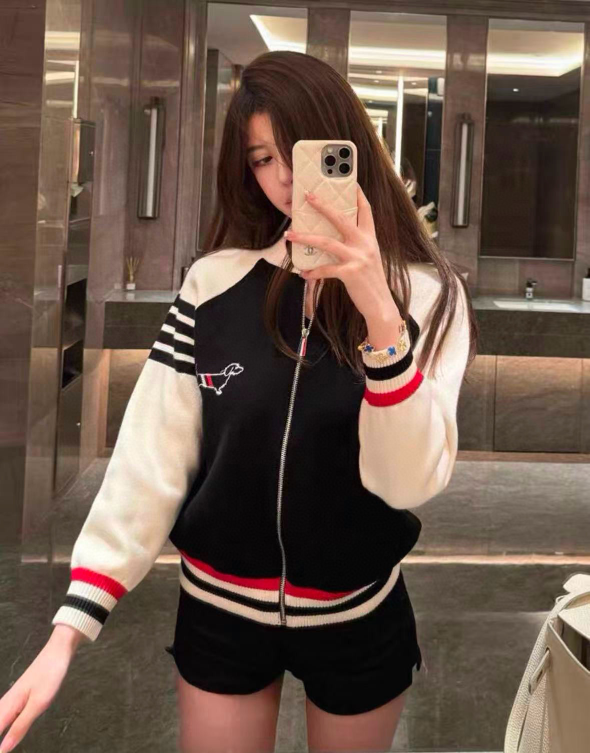 Puppy embroidered cardigan