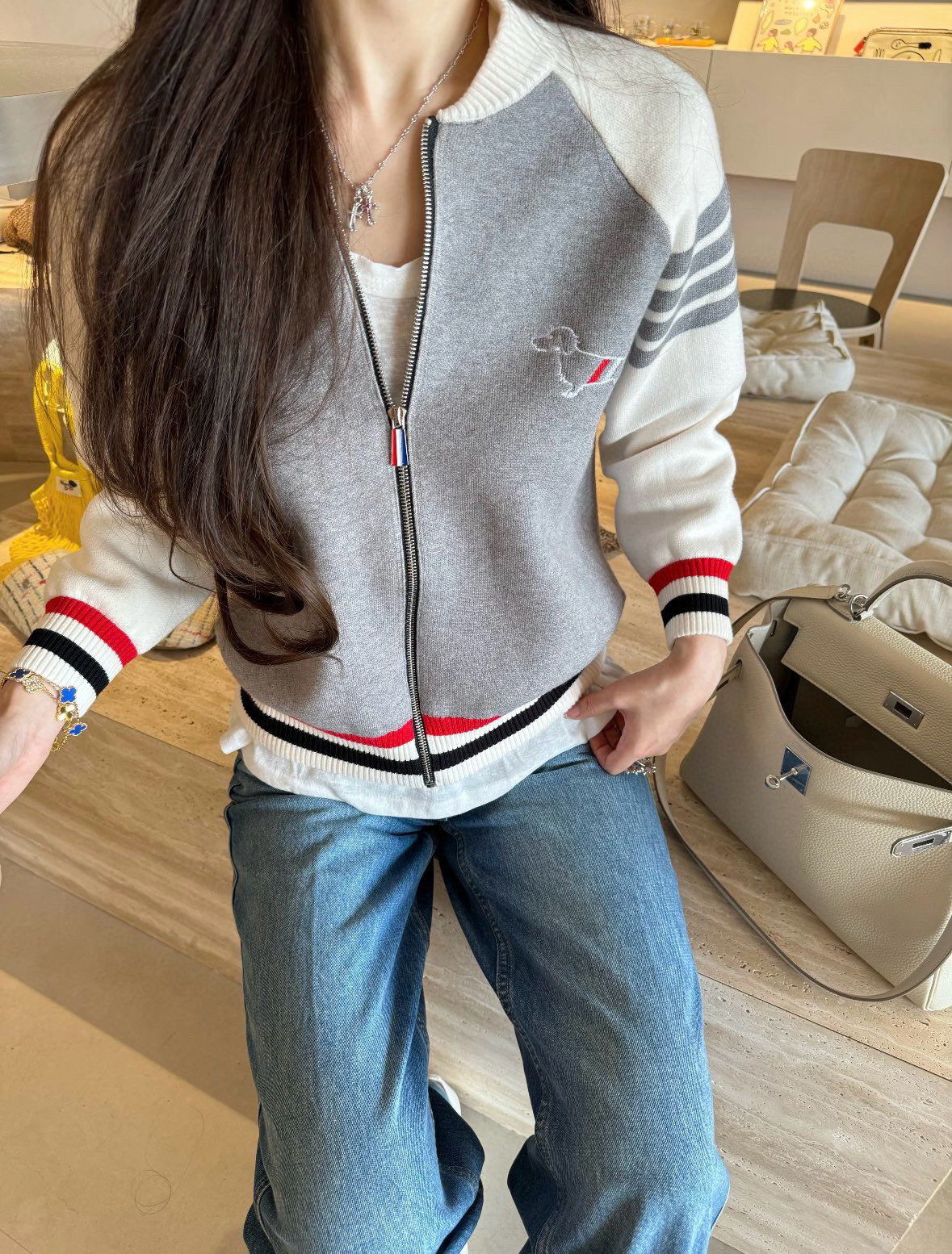 Puppy embroidered cardigan