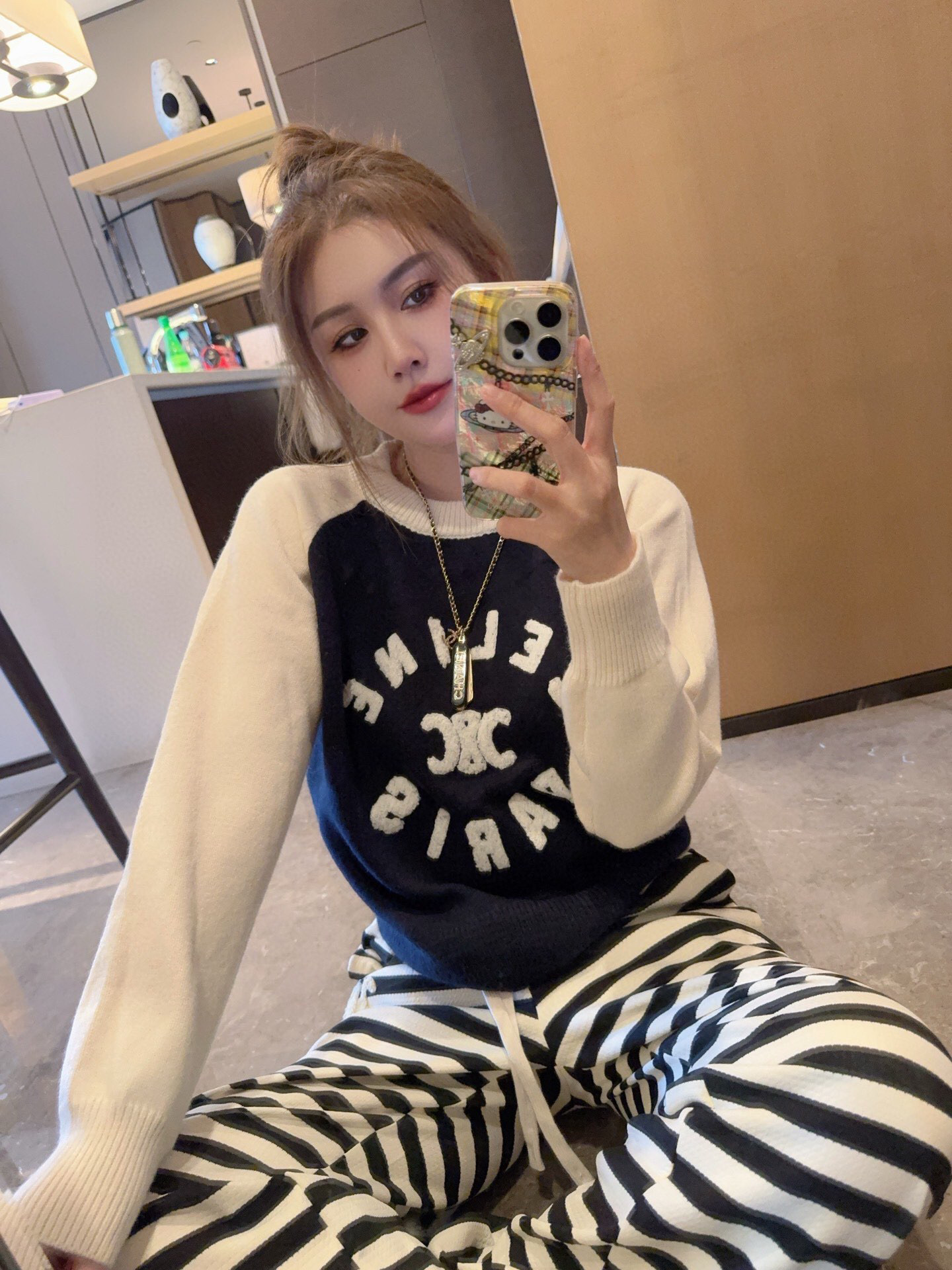 Panda colorblock sweater