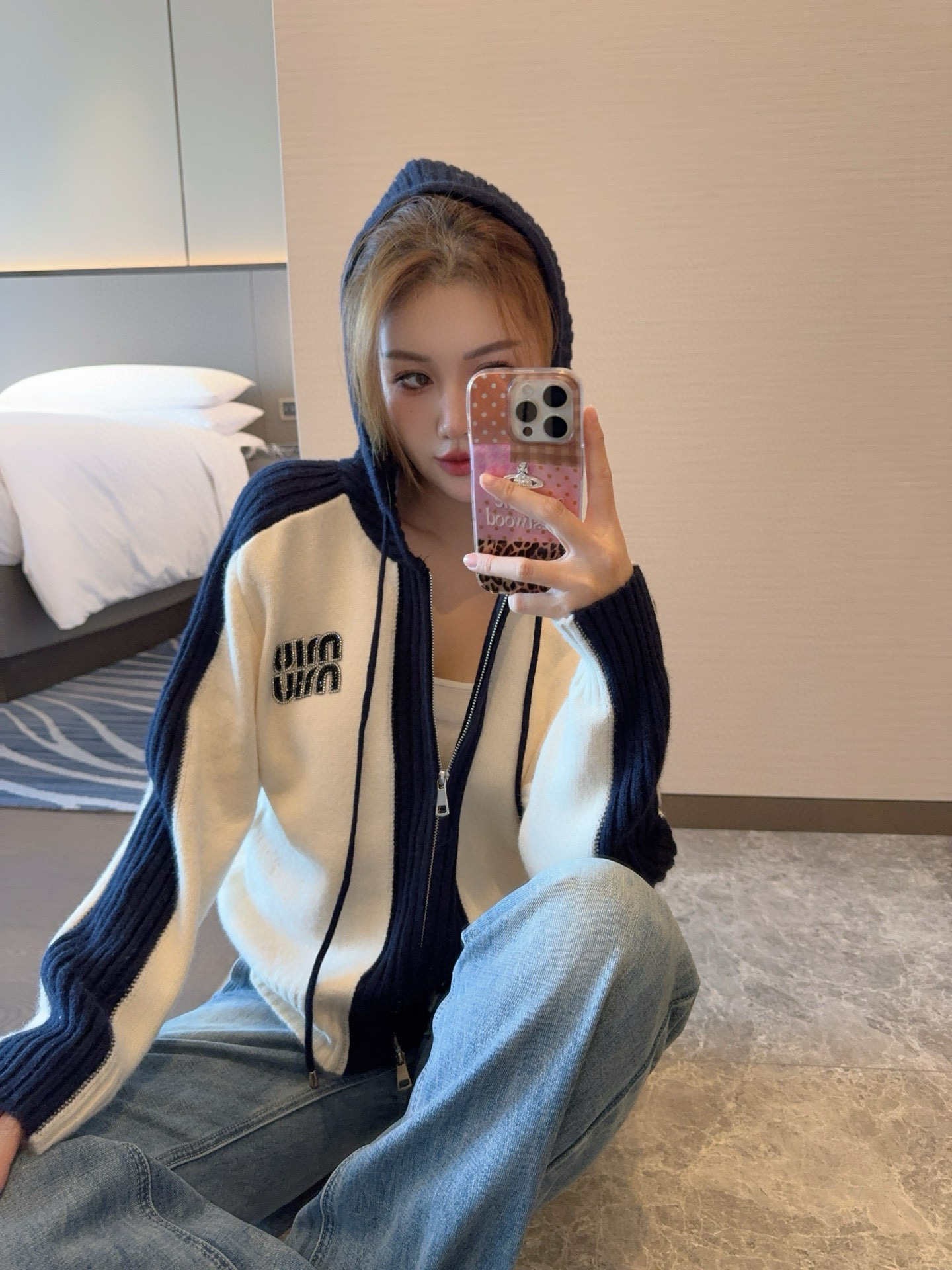 Panda colorblock cardigan
