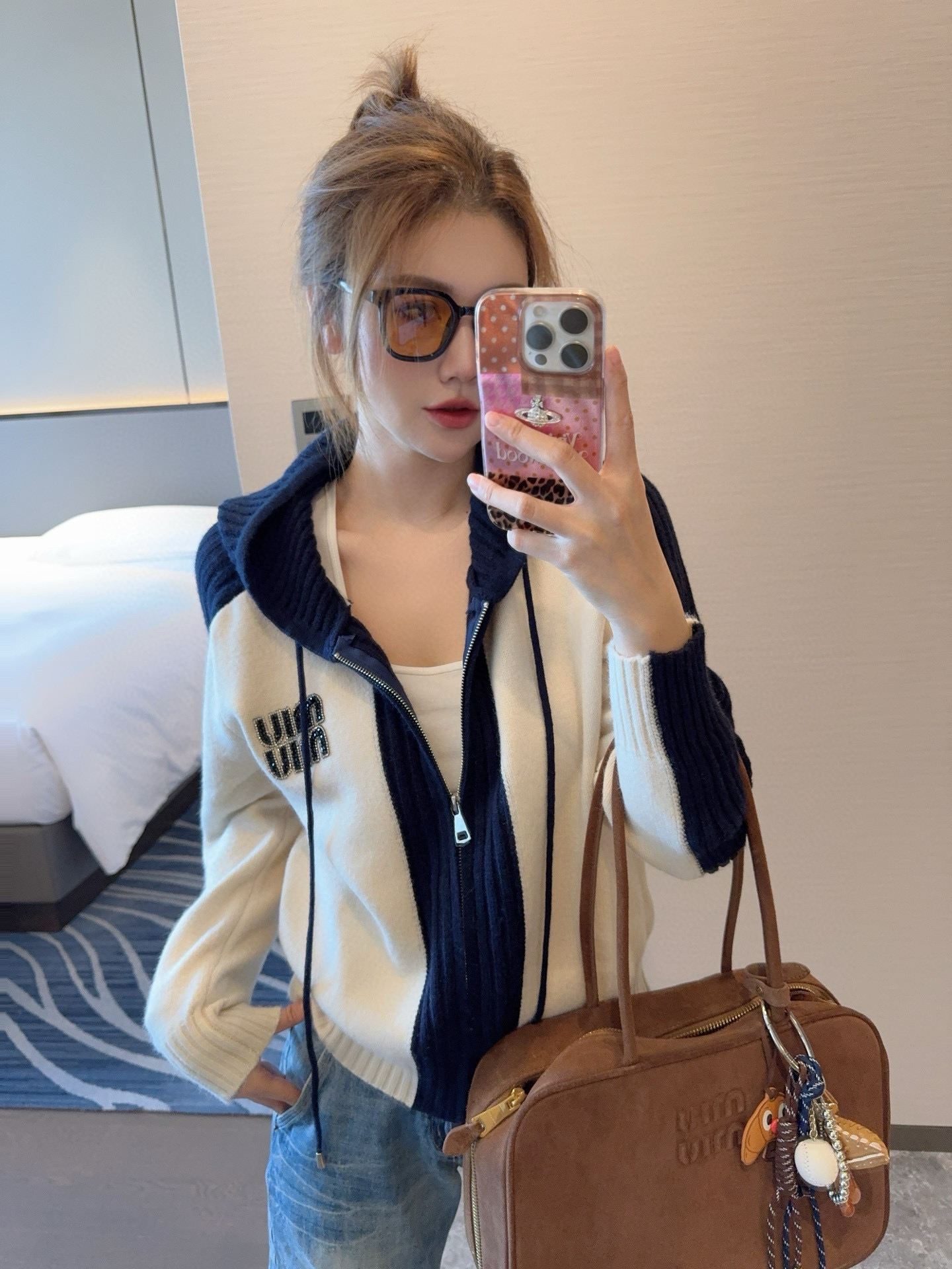 Panda colorblock cardigan