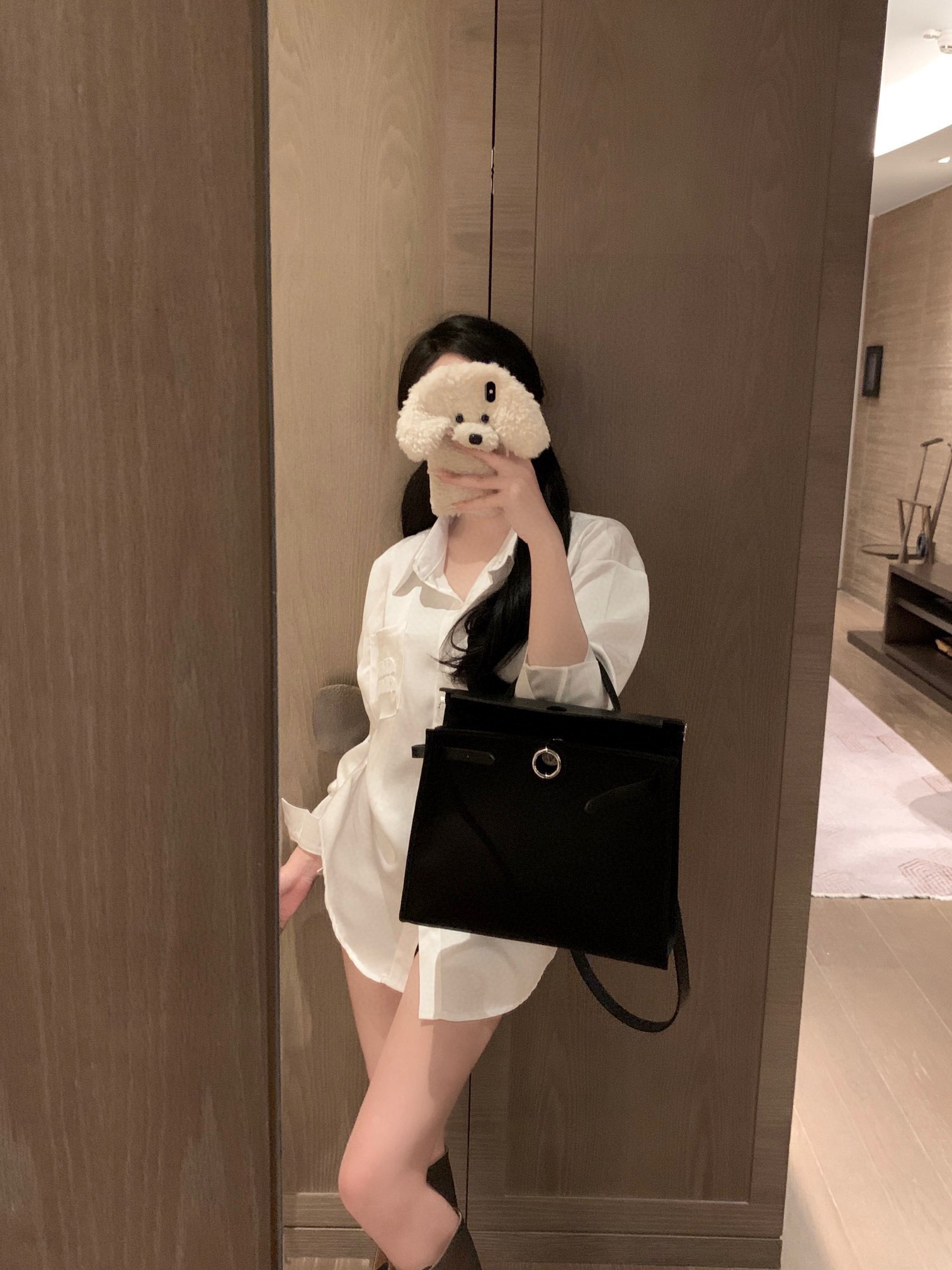 Toothpick embroidered acetate shirt
