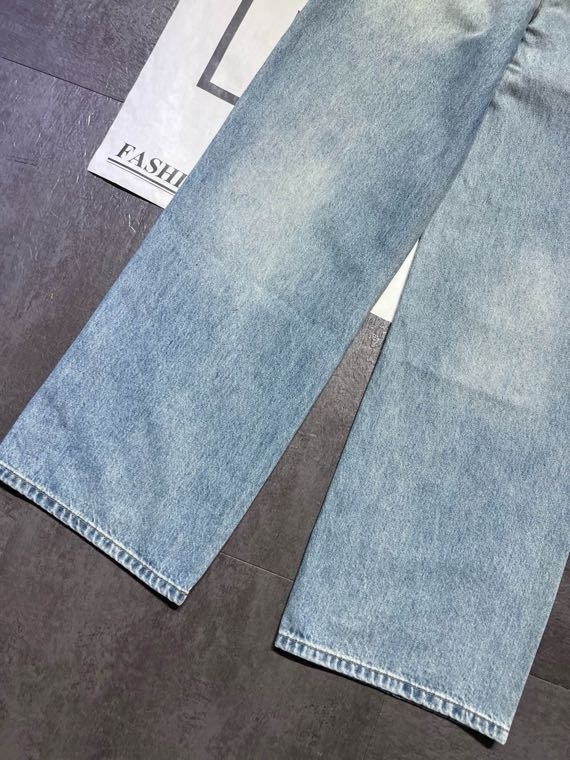 Slightly ripped, mud-dyed, distressed, washed, and dirty pants