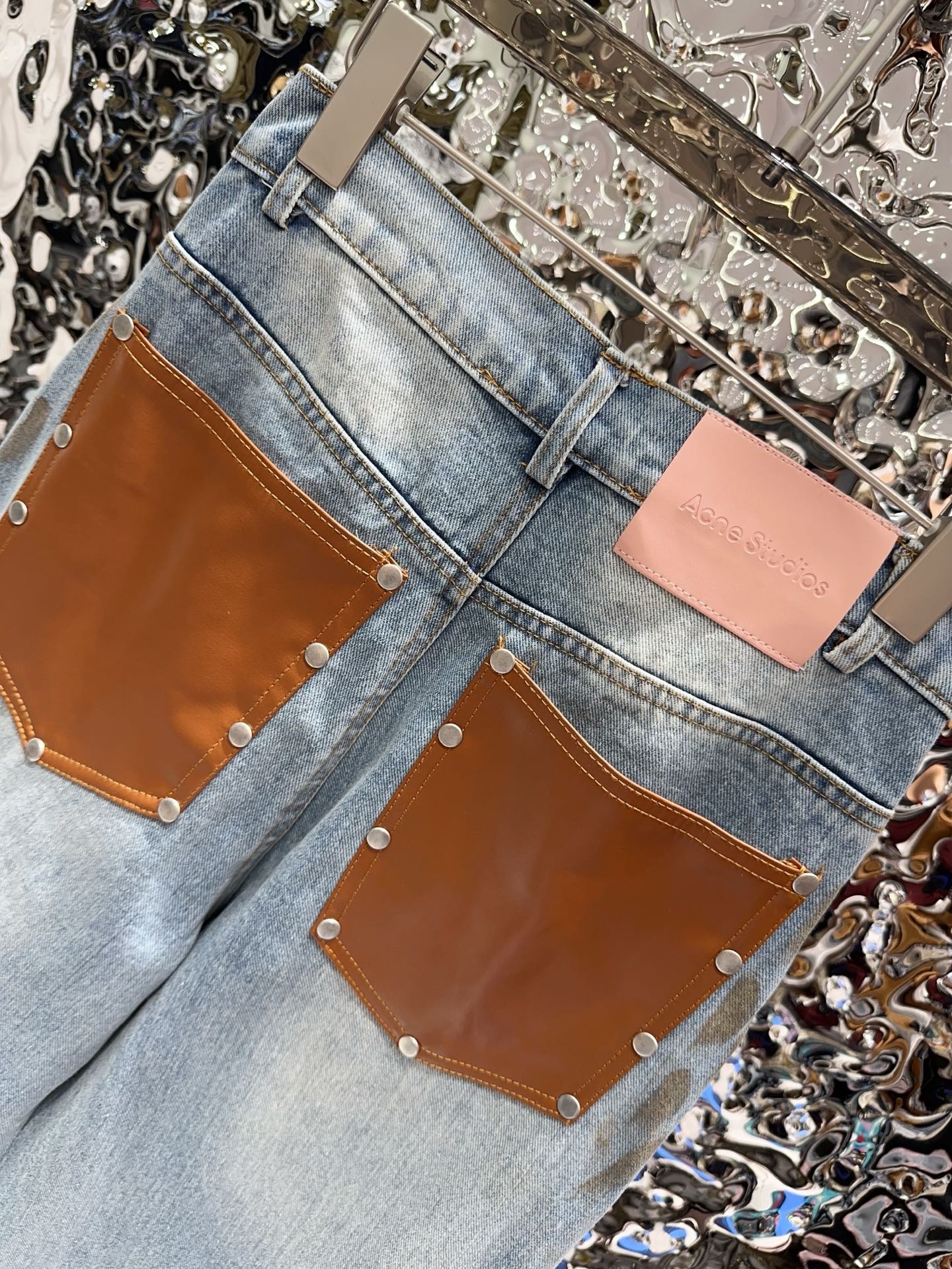 Slightly ripped, mud-dyed, distressed, washed, and dirty pants