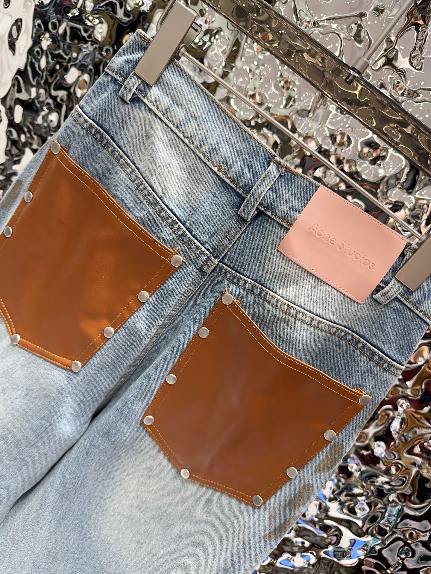 Slightly ripped, mud-dyed, distressed, washed, and dirty pants