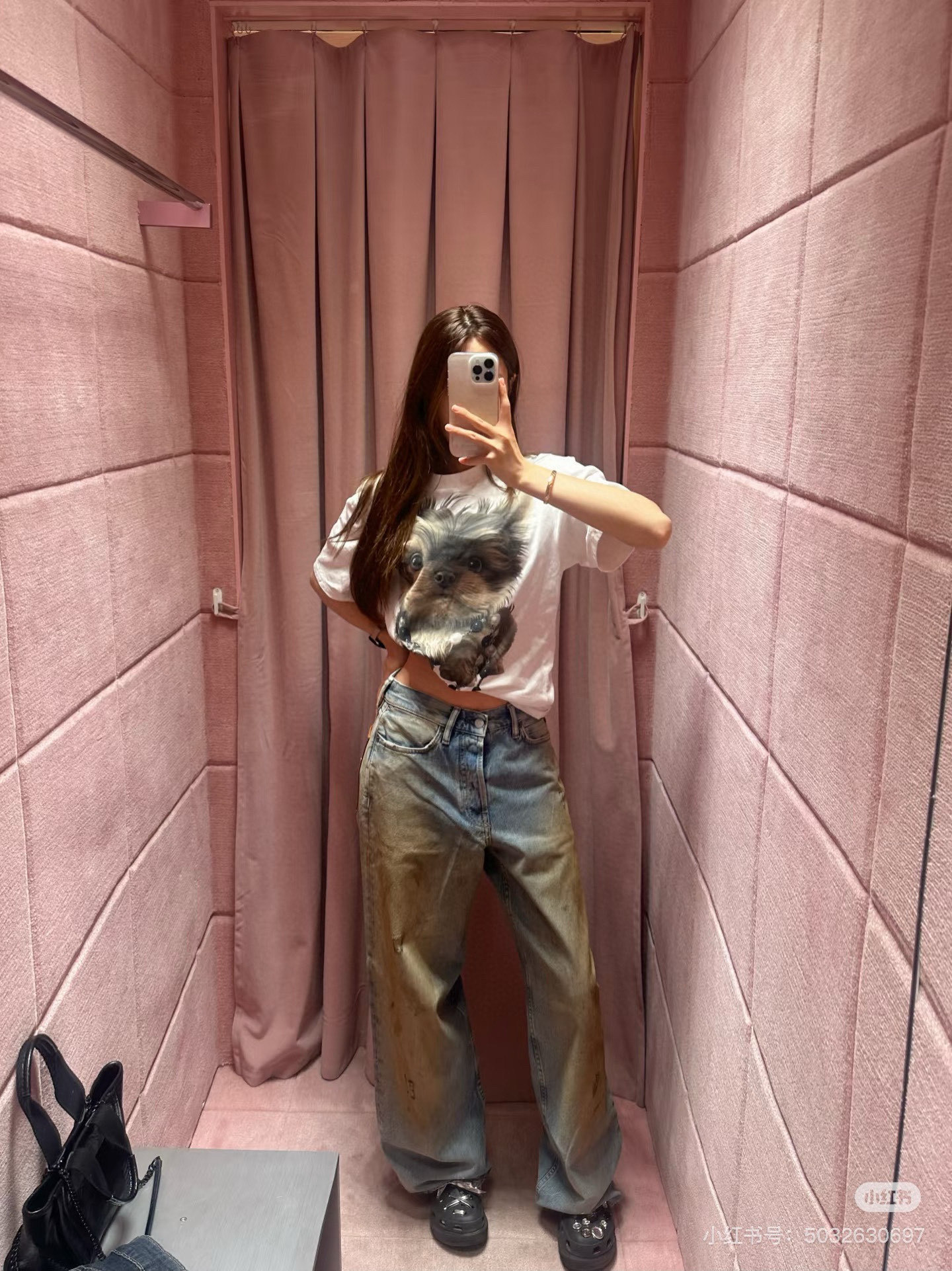 Slightly ripped, mud-dyed, distressed, washed, and dirty pants