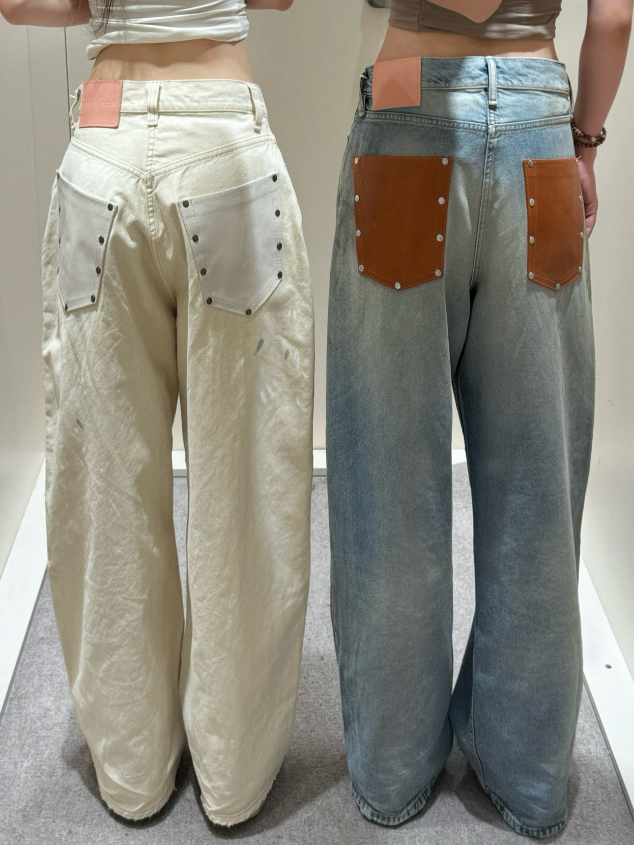 Slightly ripped, mud-dyed, distressed, washed, and dirty pants