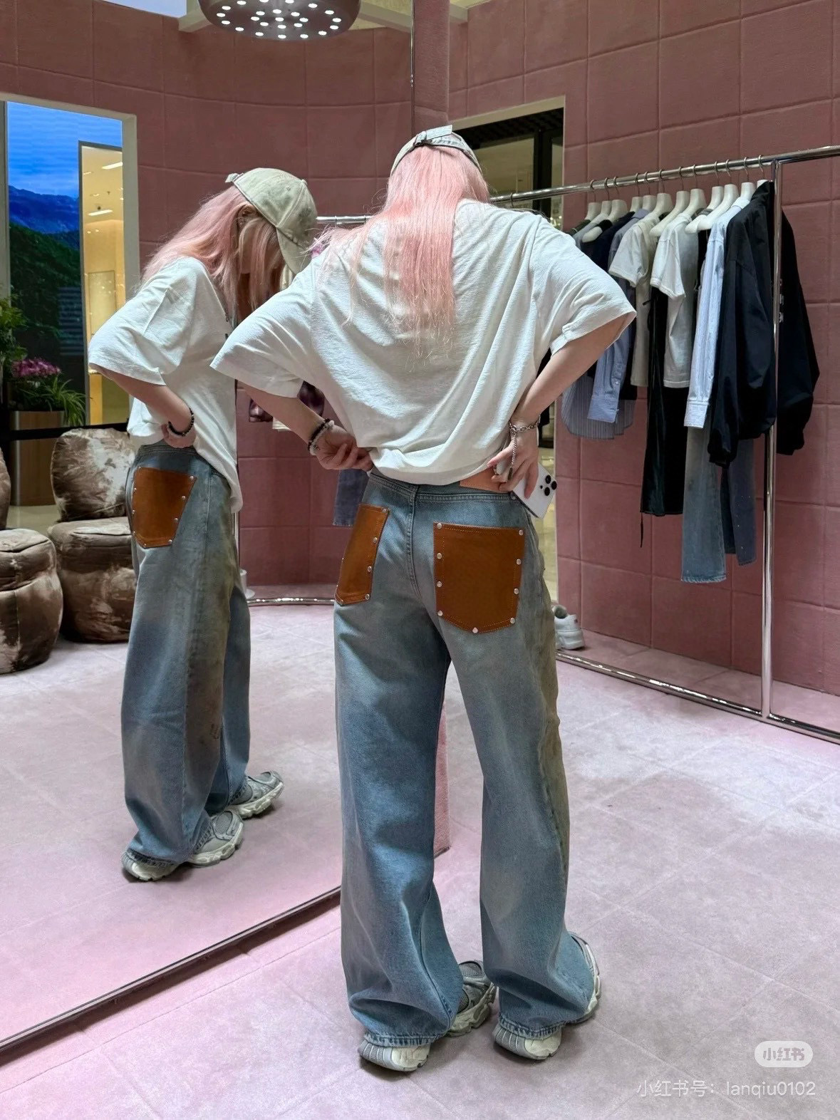 Slightly ripped, mud-dyed, distressed, washed, and dirty pants