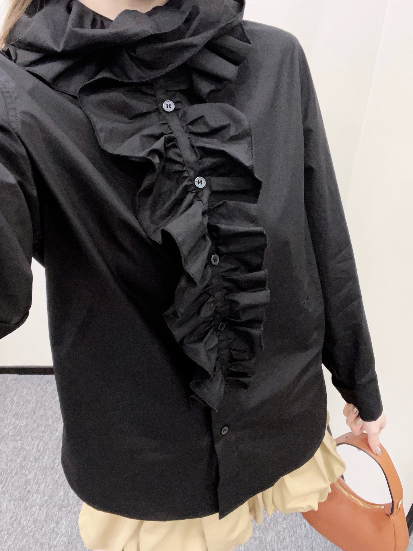 Detachable 3D lace ruffled shirt