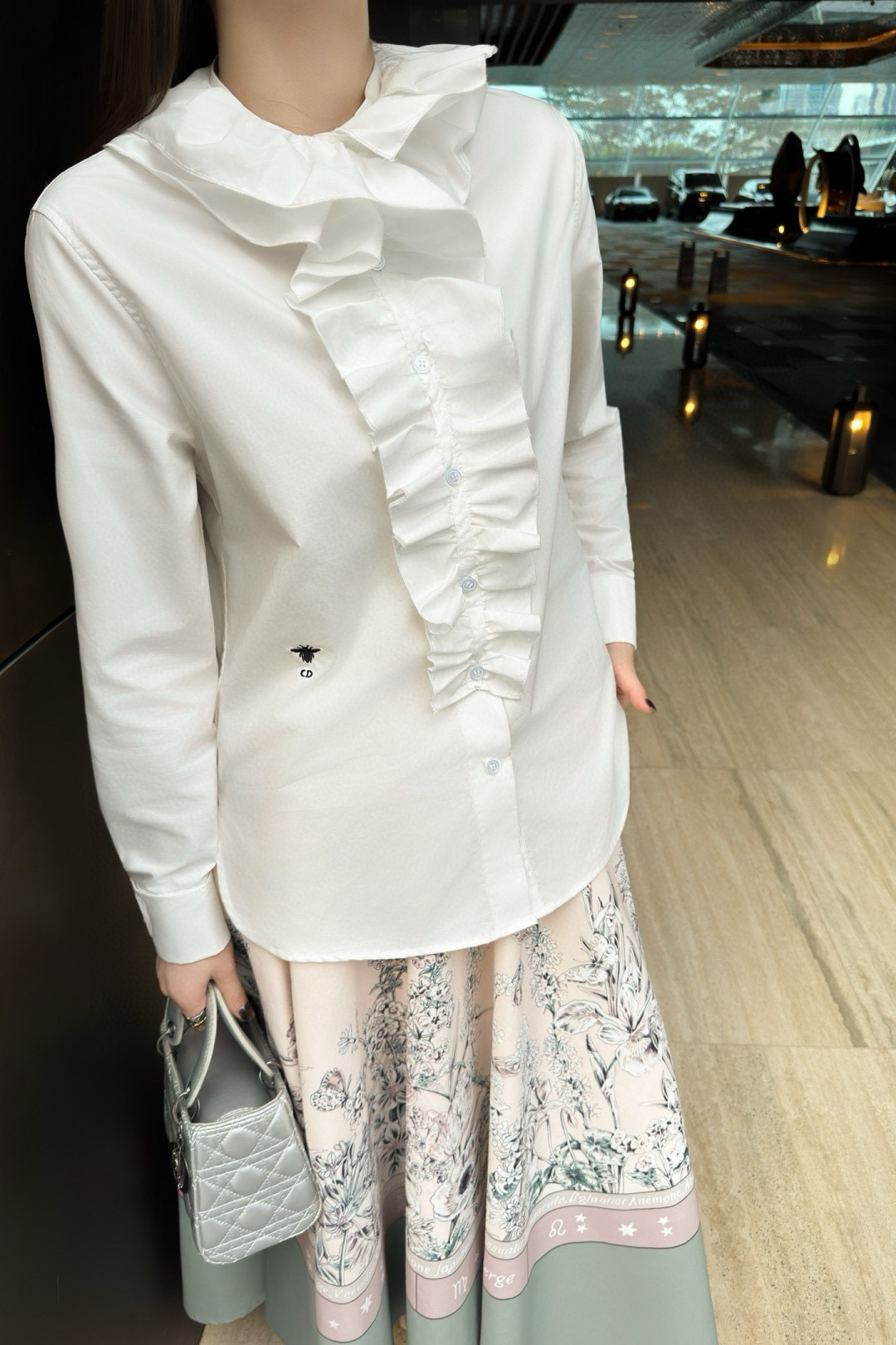 Detachable 3D lace ruffled shirt