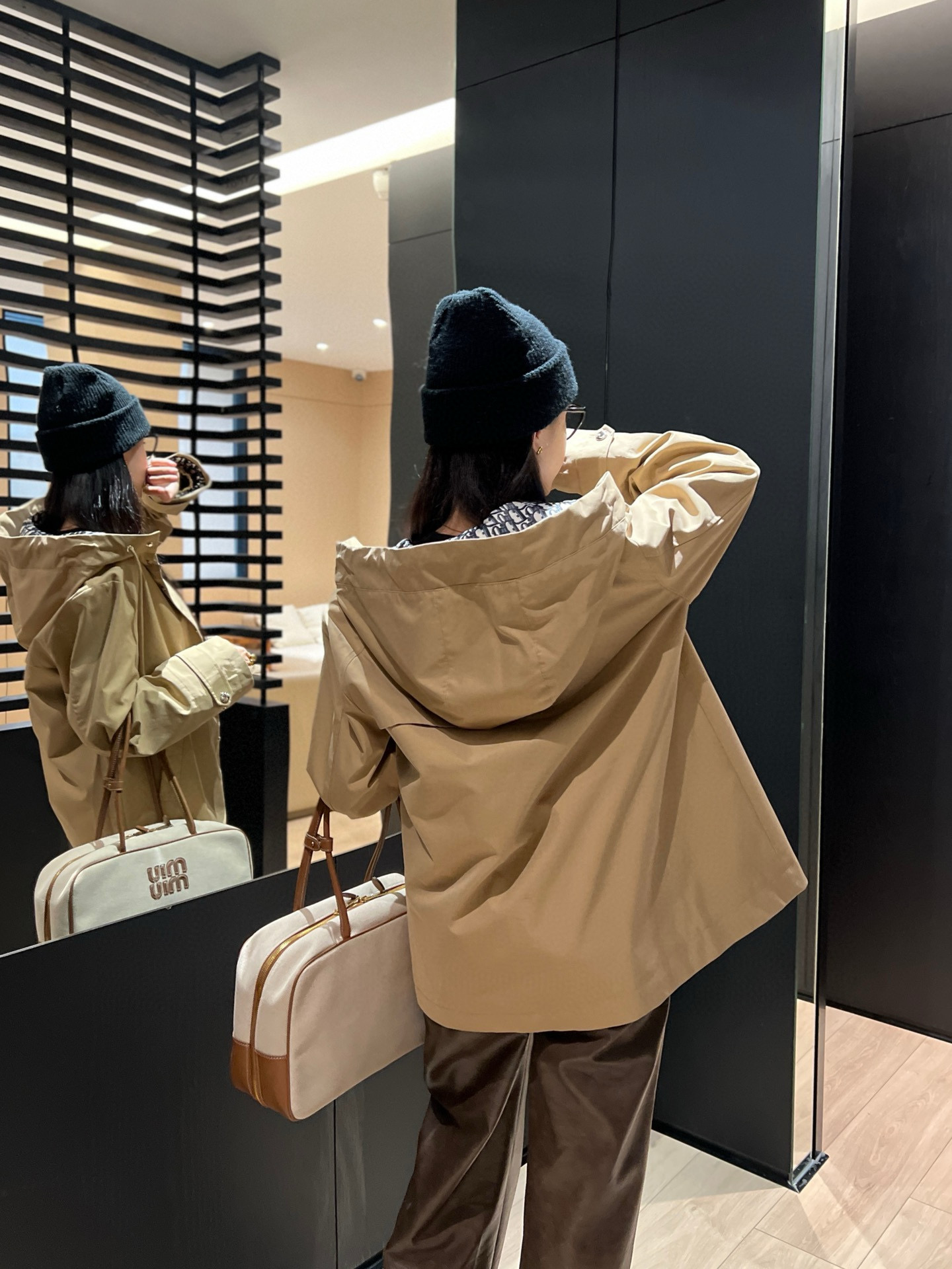 Bee embroidered mid-length trench coat