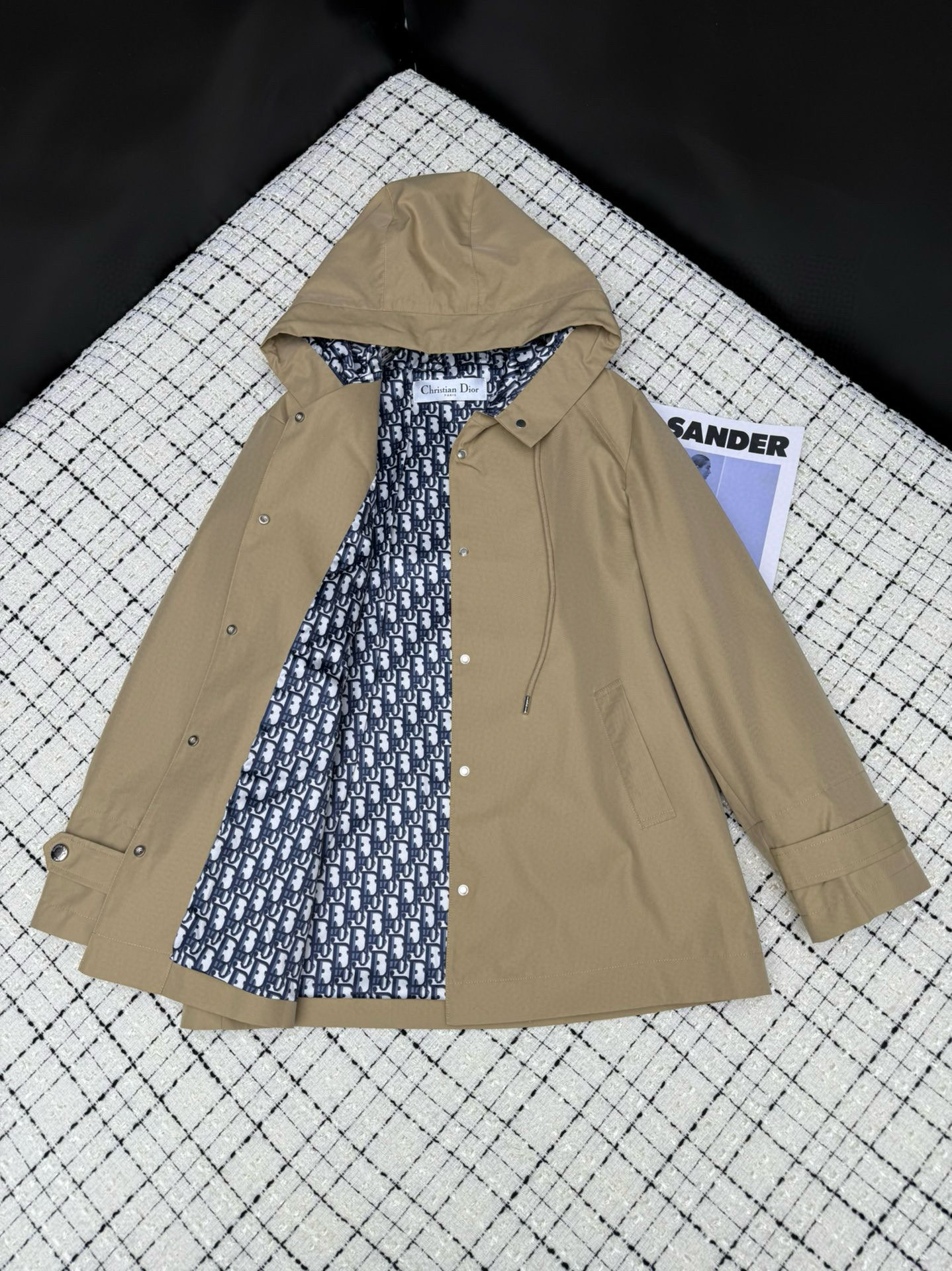 Bee embroidered mid-length trench coat