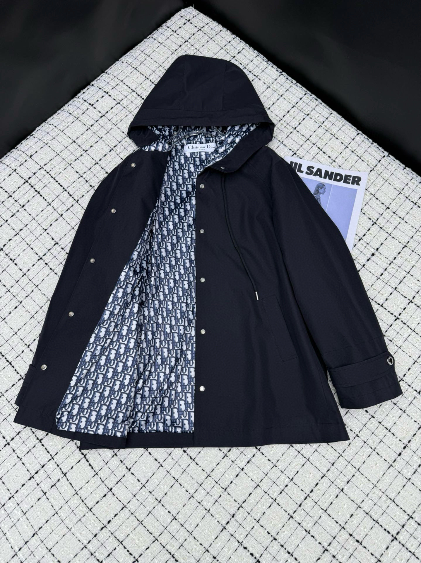 Bee embroidered mid-length trench coat