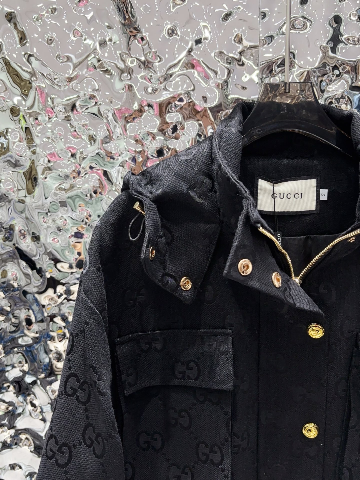 Hooded work jacket + jacquard trousers set
