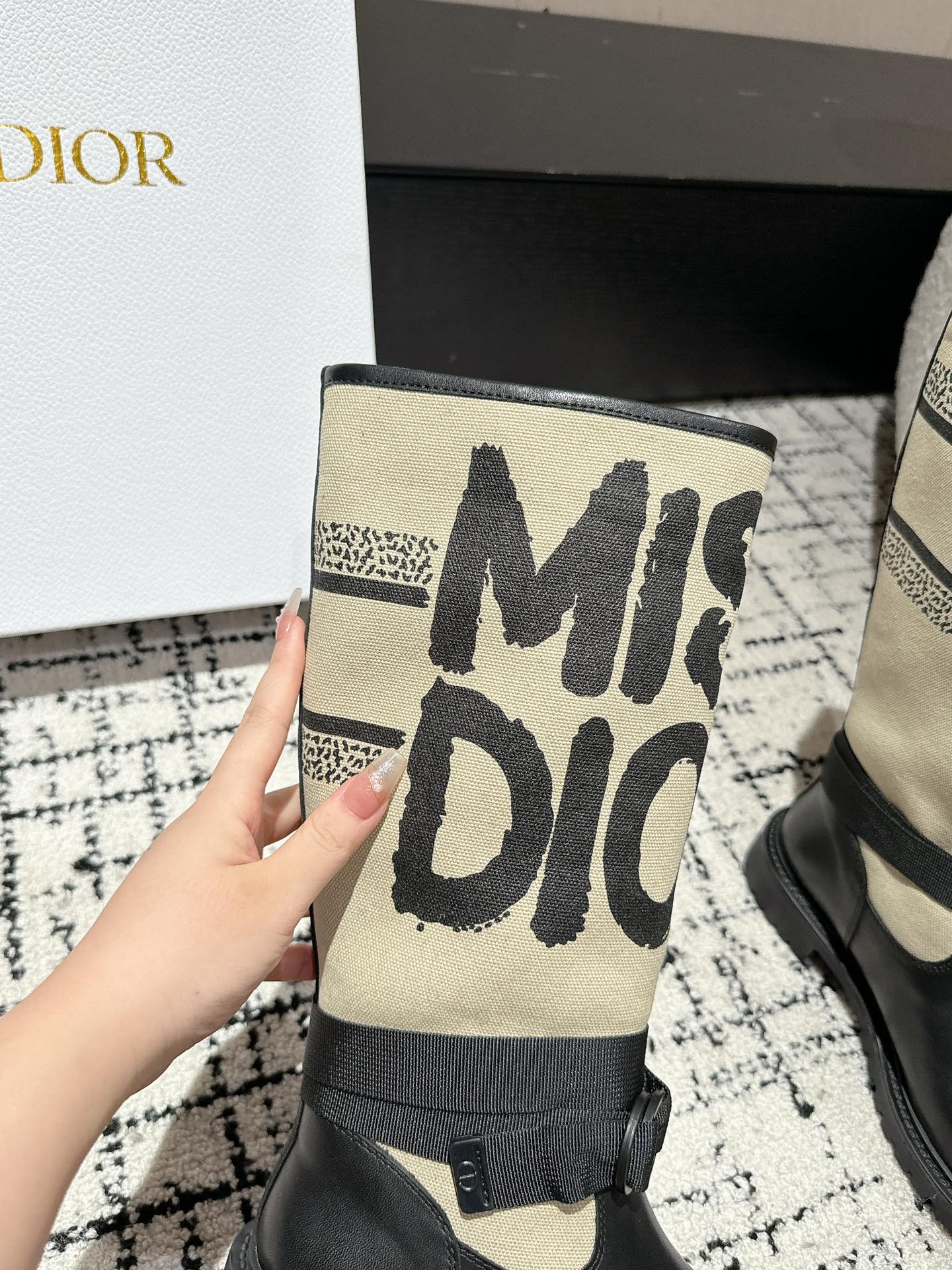 Letter canvas graffiti biker boots