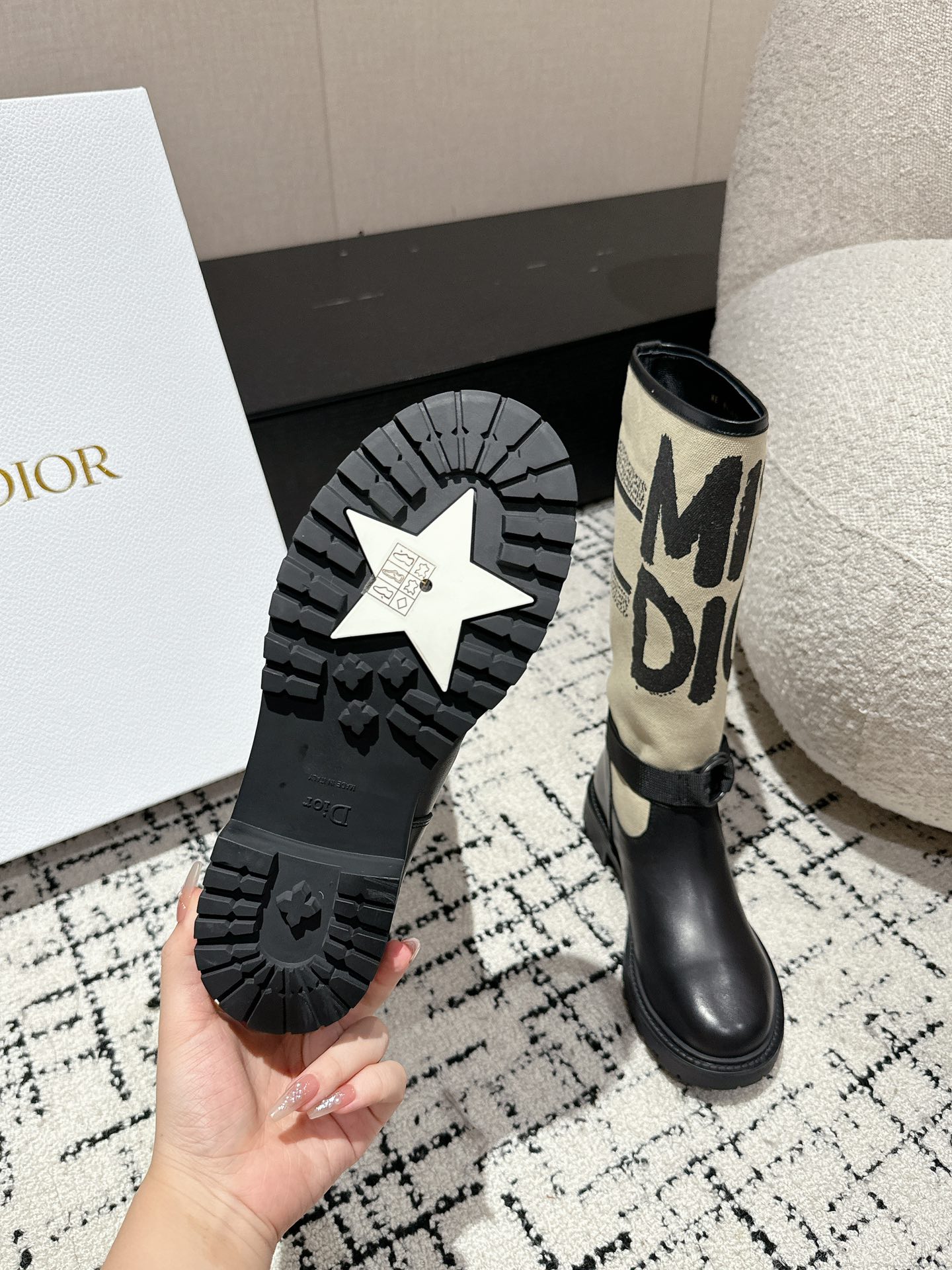 Letter canvas graffiti biker boots