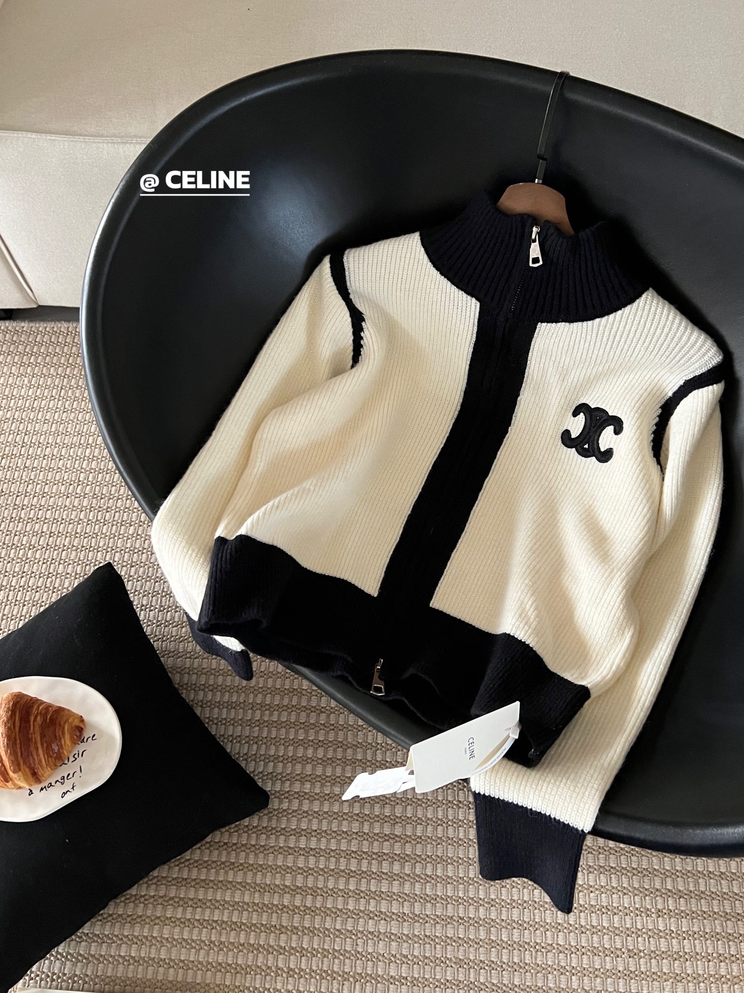 Double zip cardigan with contrast embroidery