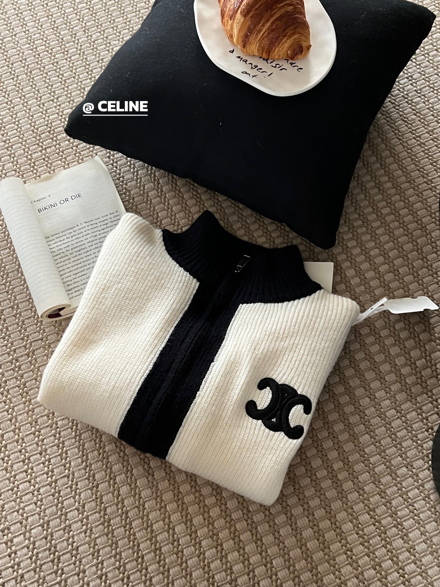 Double zip cardigan with contrast embroidery