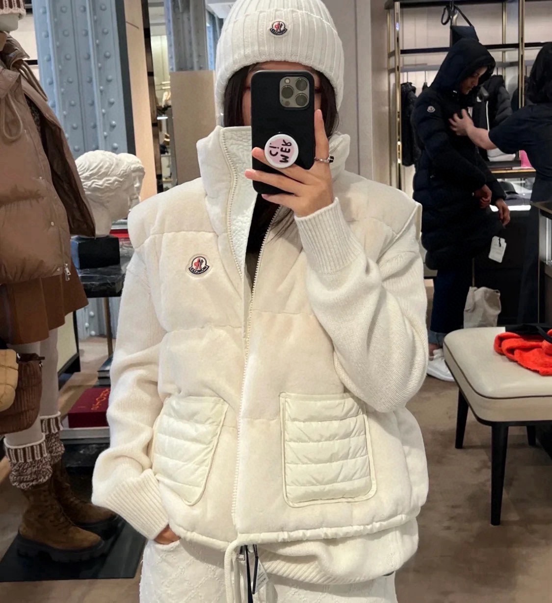 Velvet drawstring down vest jacket