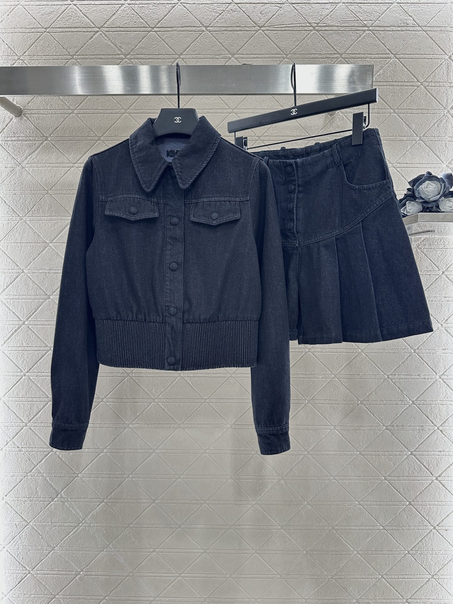 Vintage denim jacket and culottes set
