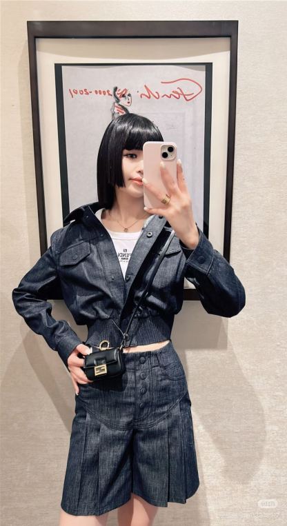 Vintage denim jacket and culottes set