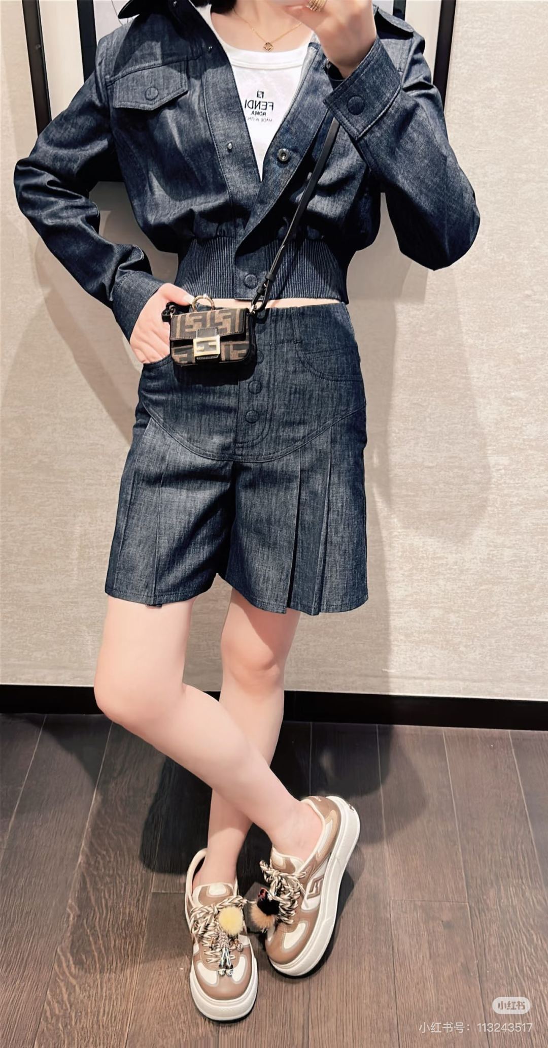 Vintage denim jacket and culottes set