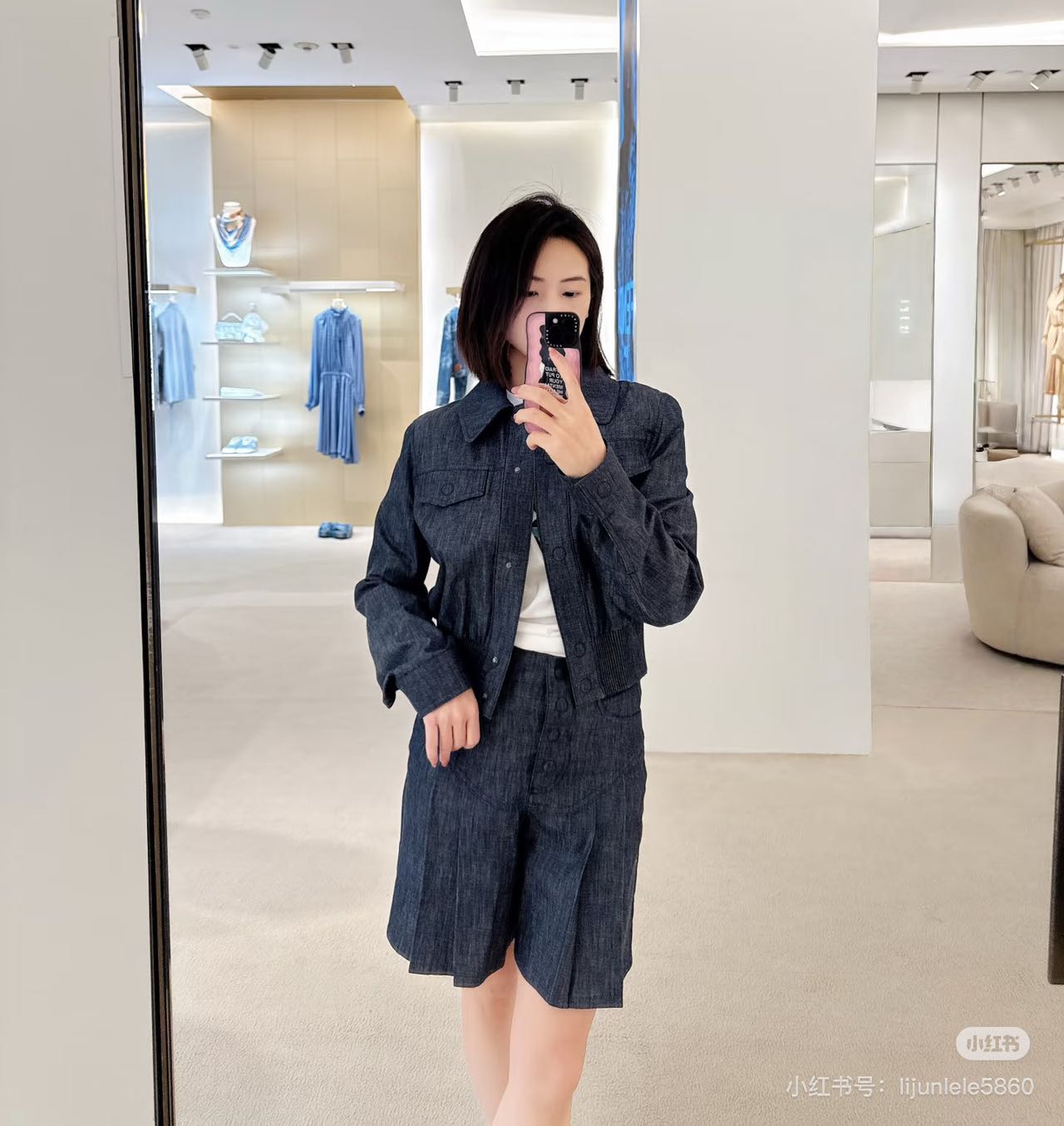 Vintage denim jacket and culottes set