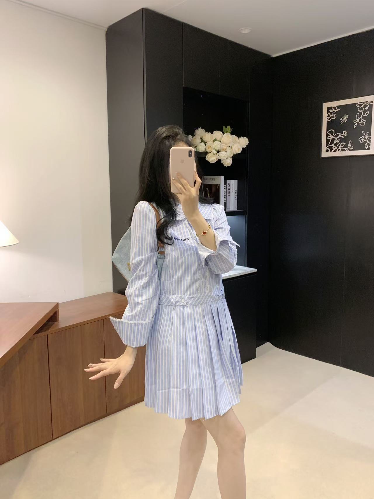 Striped baby doll collar dress