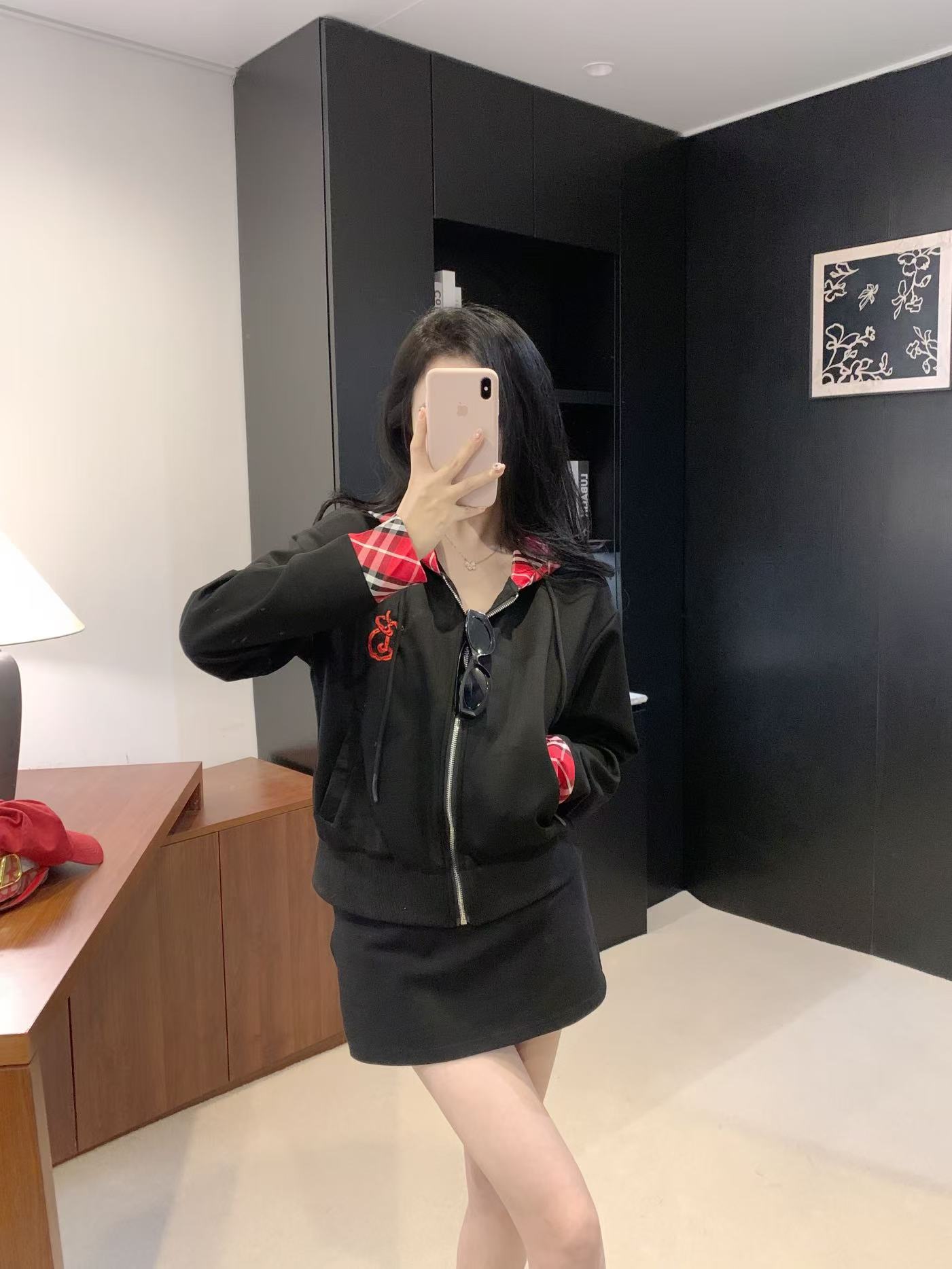 Embroidered cardigan hooded jacket