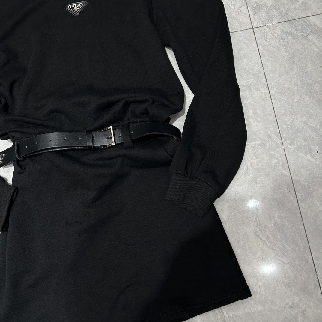 Hooded crew neck sweatshirt dress