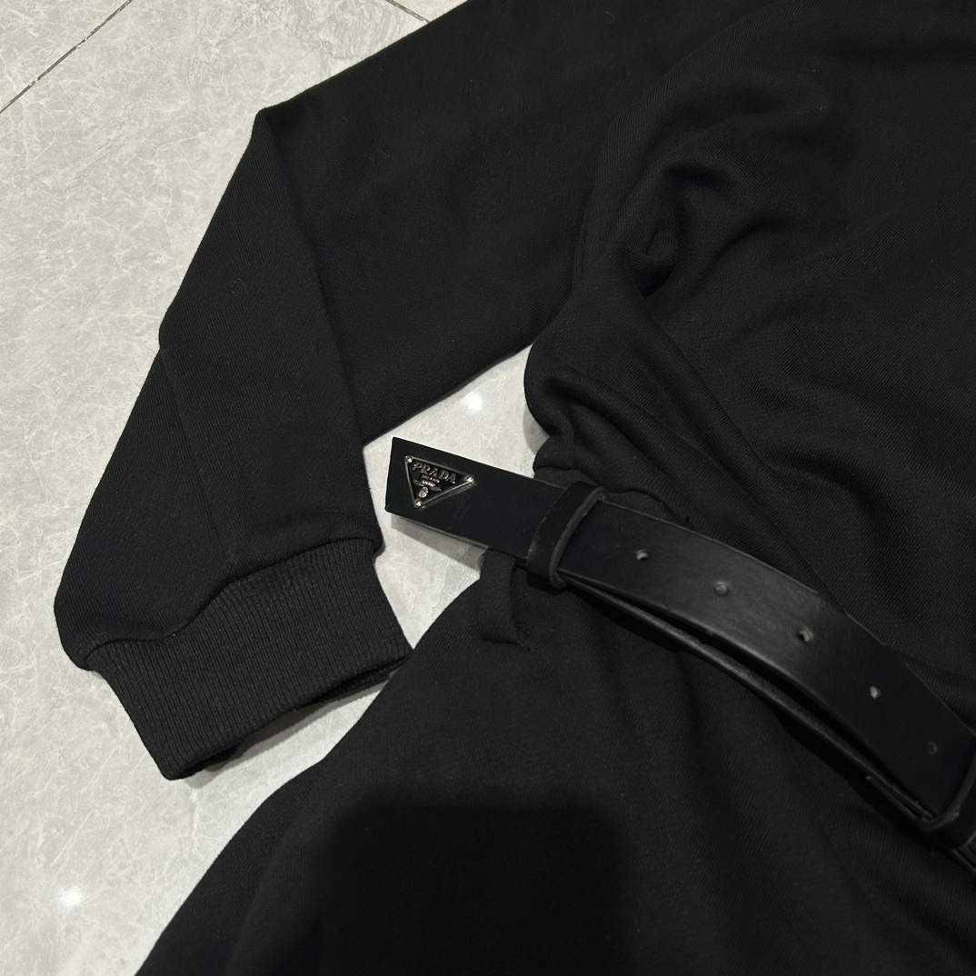Hooded crew neck sweatshirt dress