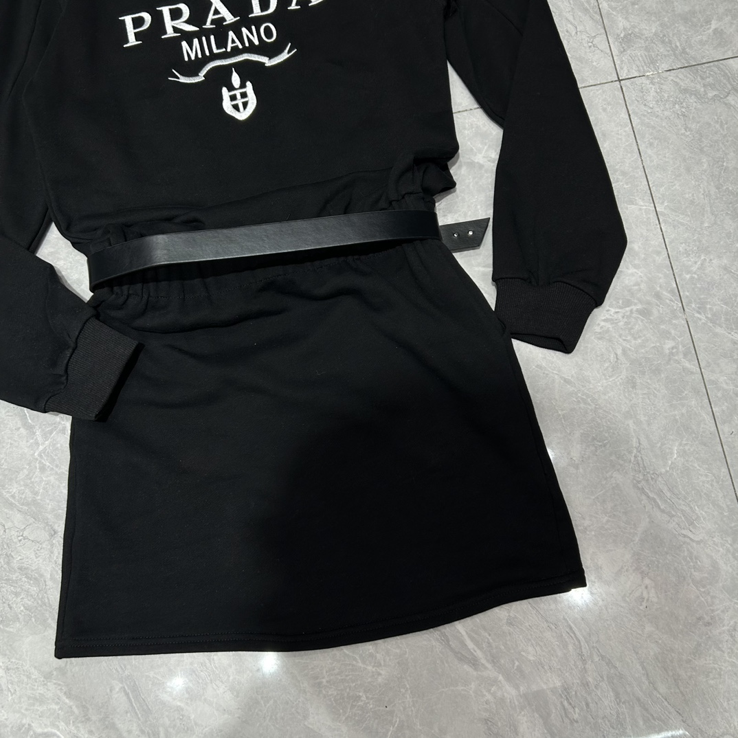 Hooded crew neck sweatshirt dress