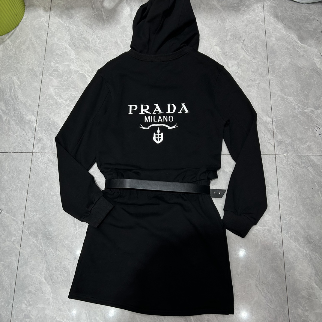 Hooded crew neck sweatshirt dress