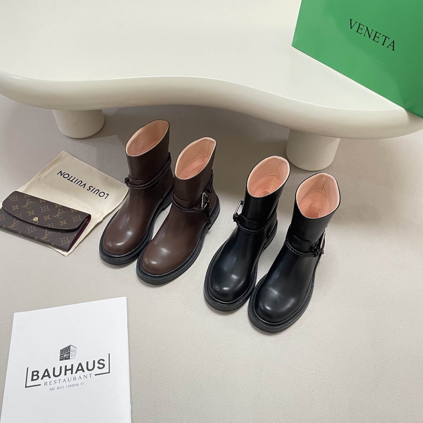 Knotted combat boots