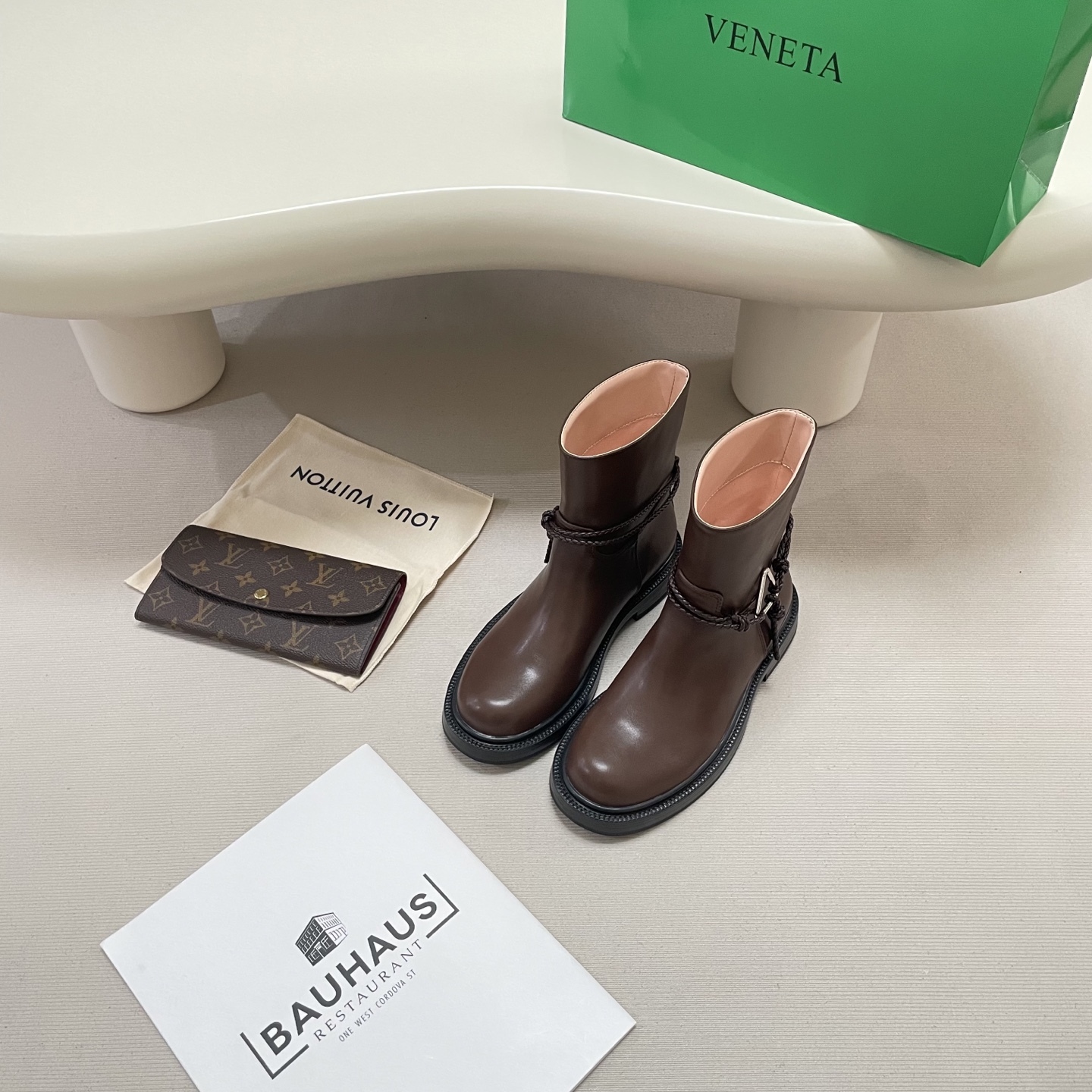 Knotted combat boots