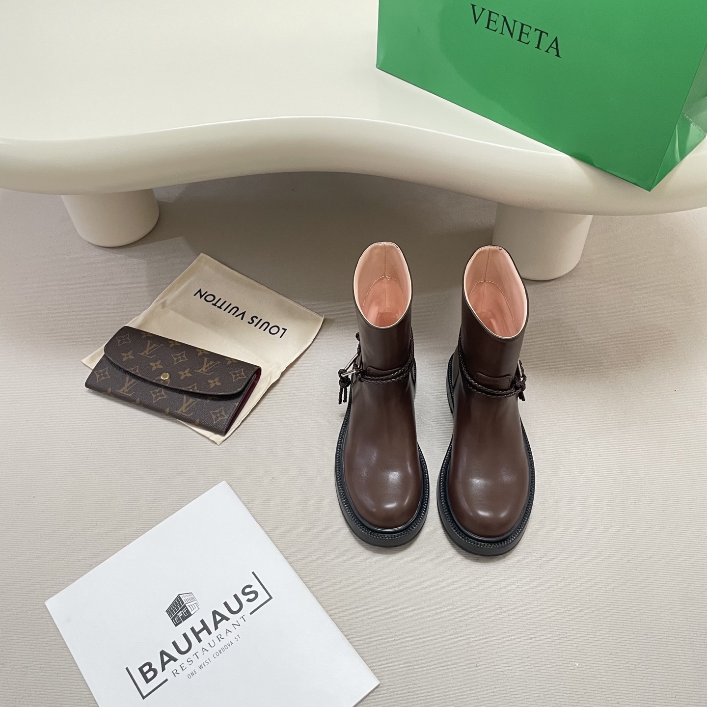 Knotted combat boots