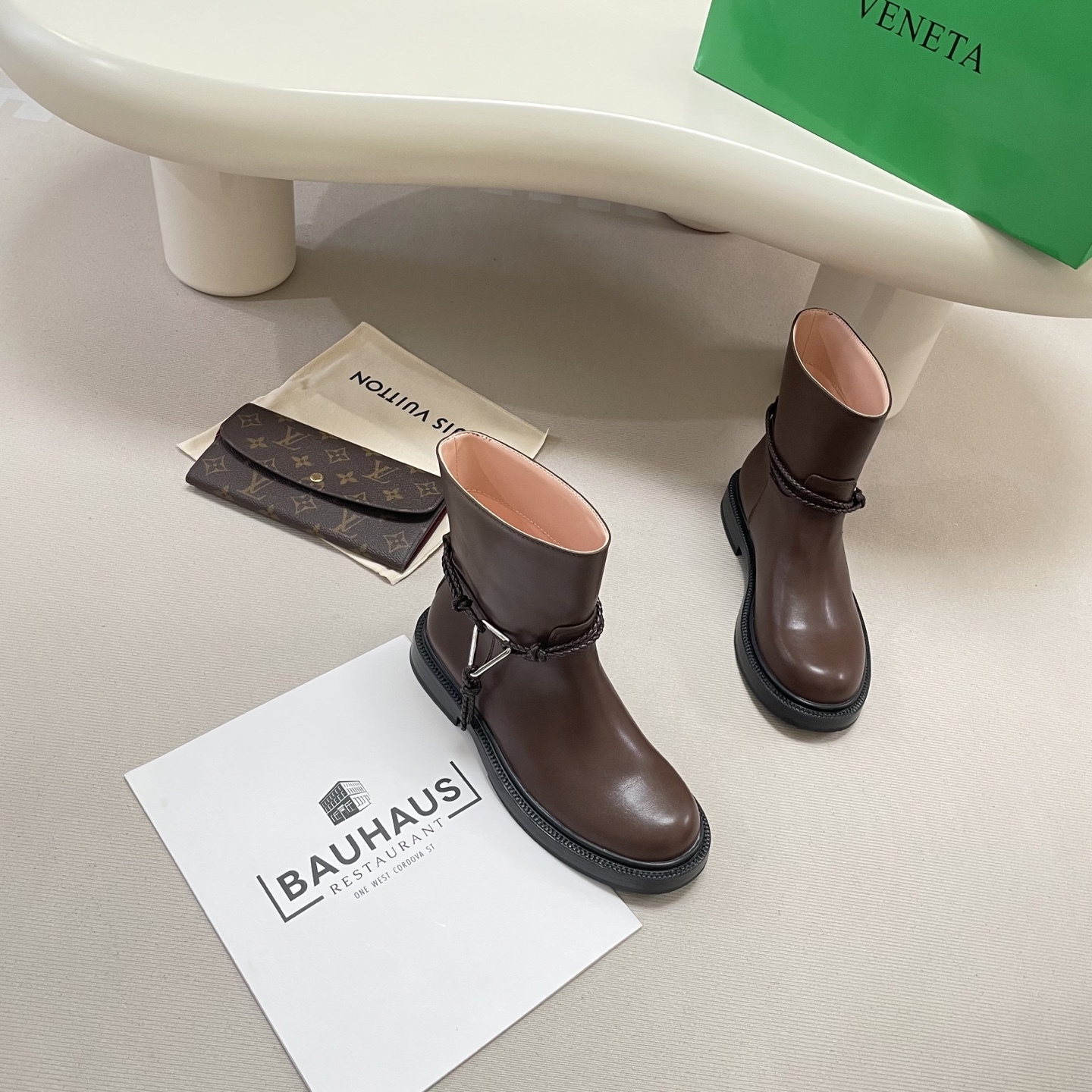 Knotted combat boots