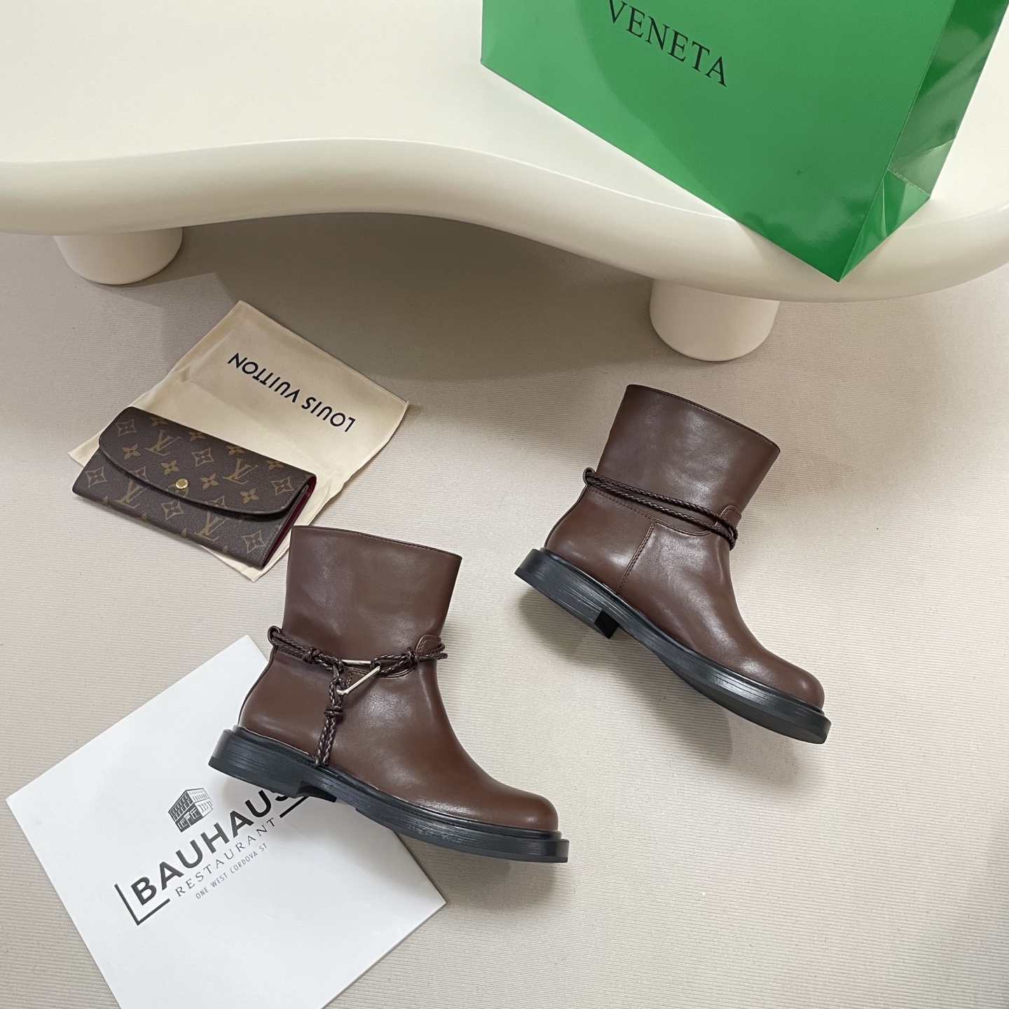 Knotted combat boots