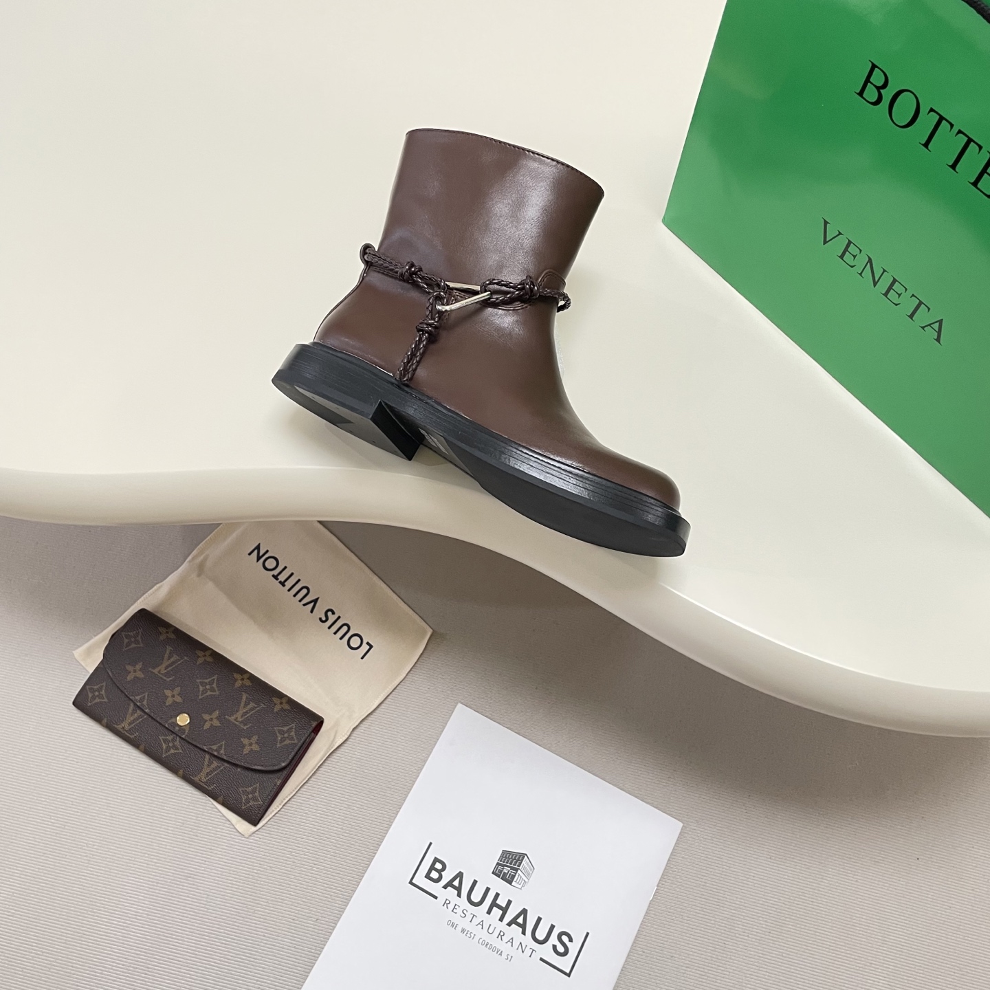 Knotted combat boots