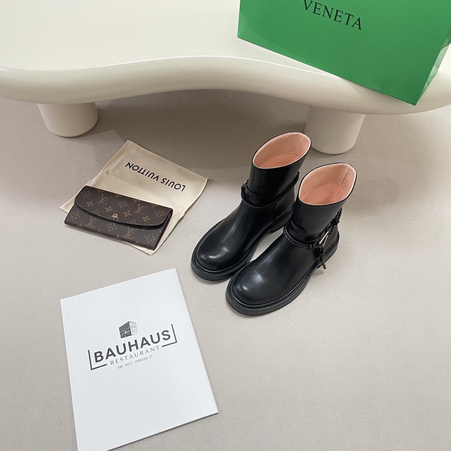 Knotted combat boots