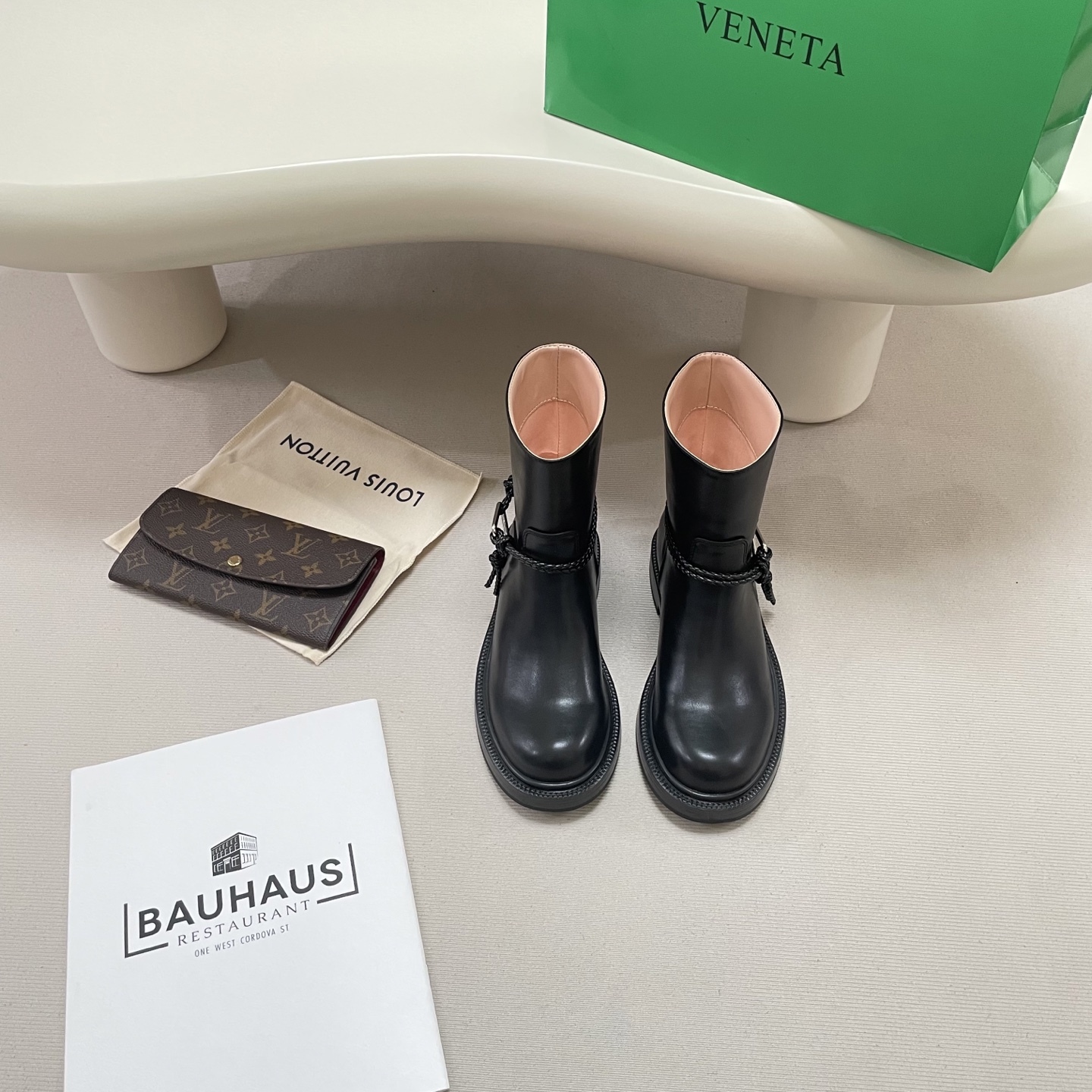 Knotted combat boots